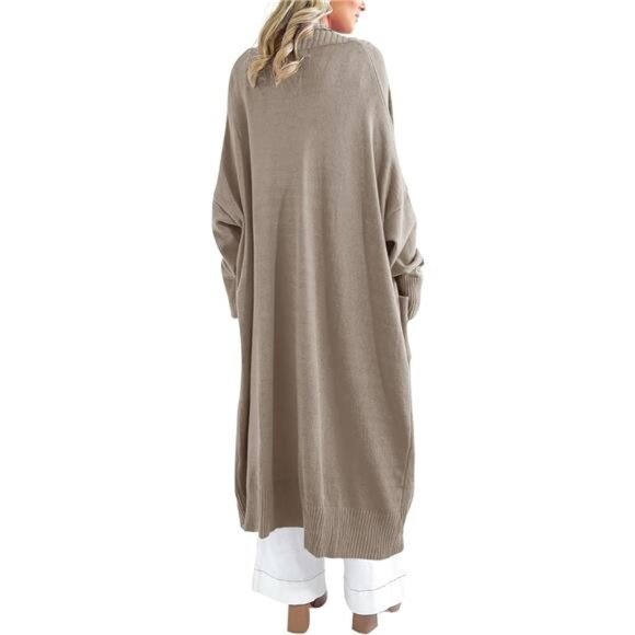 Womens Long Cardigan Sweaters with Pockets Brown - Picture 3 of 5